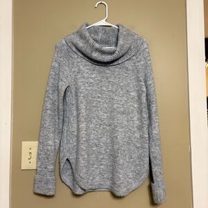 Style & Co Light Grey Cowl Neck Long Sleeve Curved Hem Sweater Petite Medium
